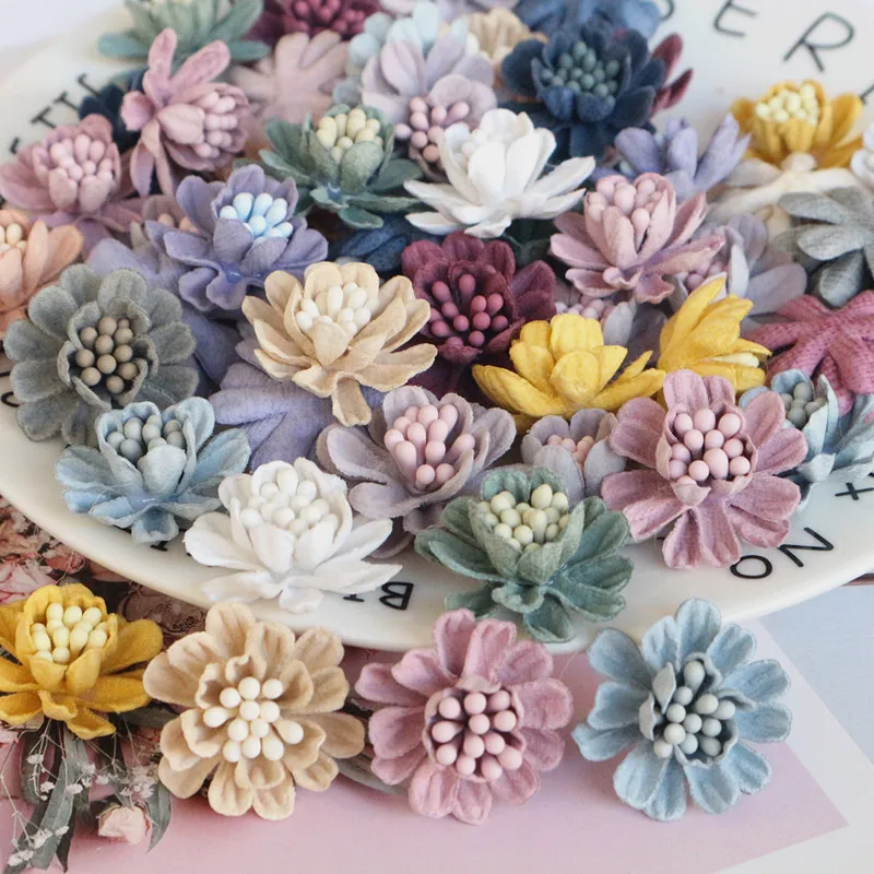 10 Teile/los 2,5 CM Mini Bunte Künstliche Blume Kopf Für DIY Zubehör Kleidung Hüte Schuhe Dekoration Kopfschmuck – Detail 3