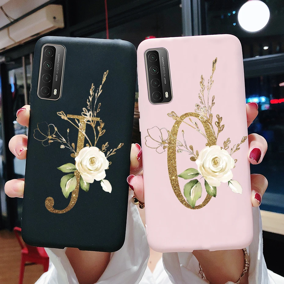 Fashion Flower Letters Shockproof Case For Huawei P Smart 2021 TPU Soft Cover For Huawei Y7A 2020 Y 7A Y7 A Phone Cases 6.67