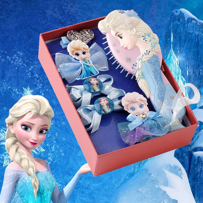 Disney Frozen Elsa Original Figure Makeups Toys Comb Hairpin Rubber Band Set With Box Girls Christmas Gift