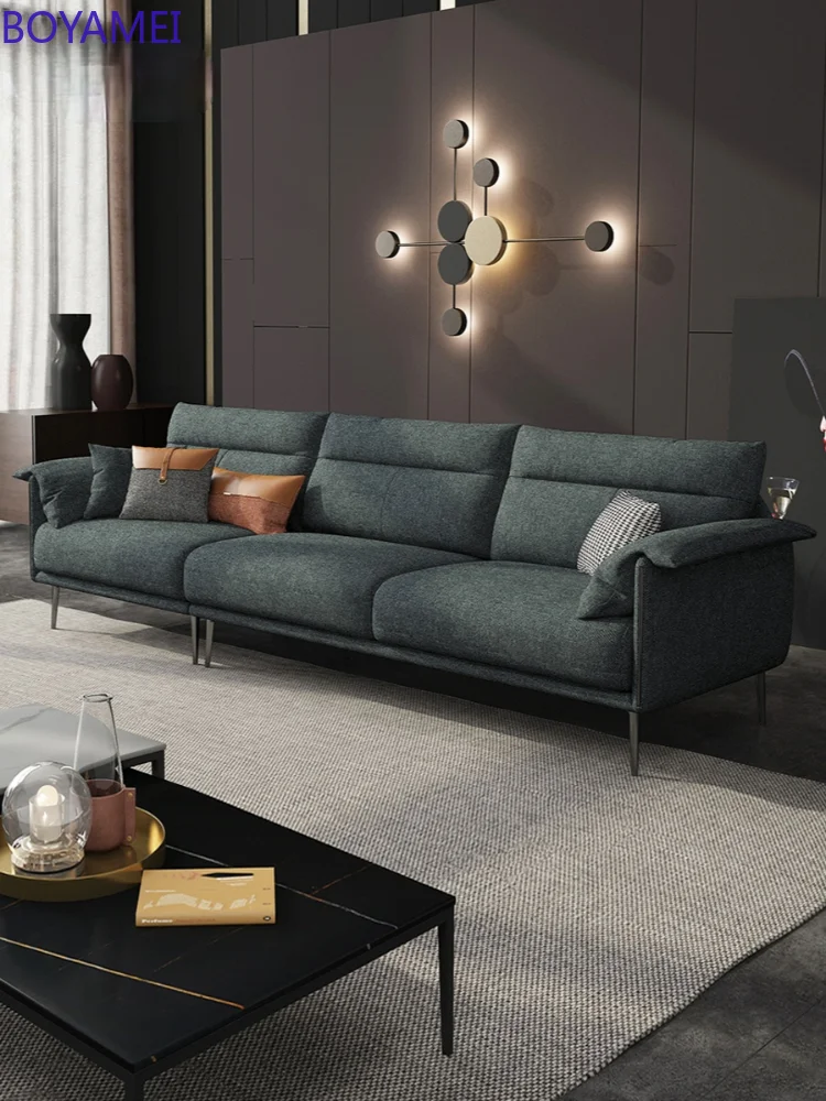 Italian down sofa three simple modern small family living room washable light luxury Nordic fabric sofa four