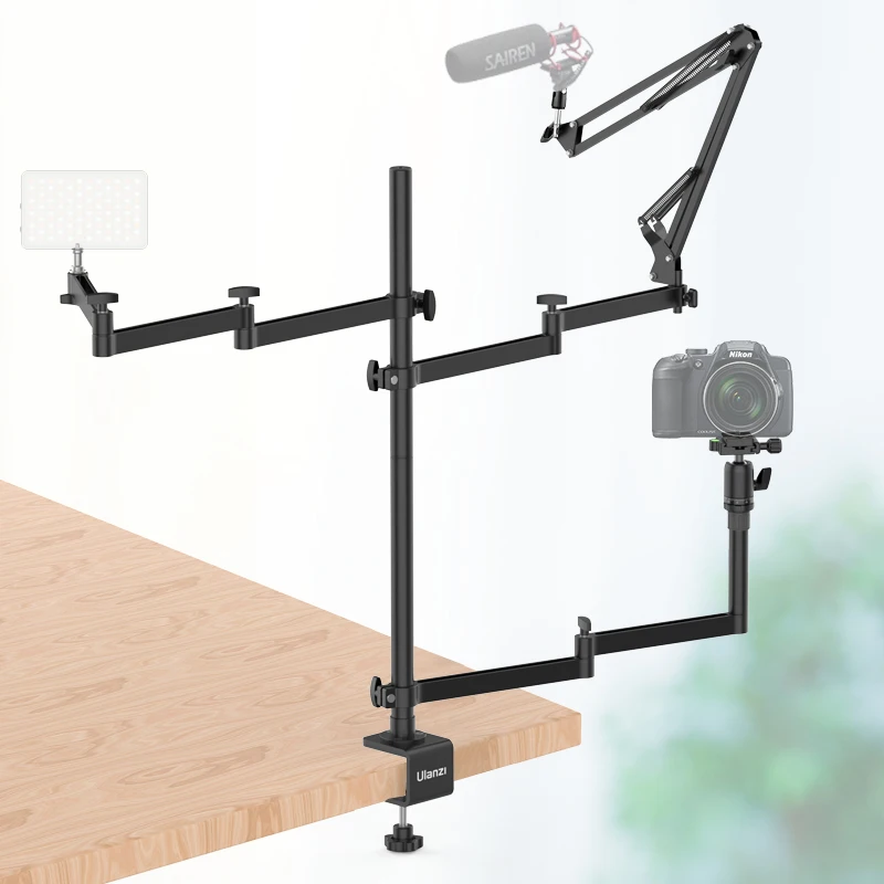 

UUrig Live Broadcast Stand Adjustable Flexible Mic Arm Boom Stand Desk Light Stick Mount Webcam Bracket for Blue Yeti Snowball