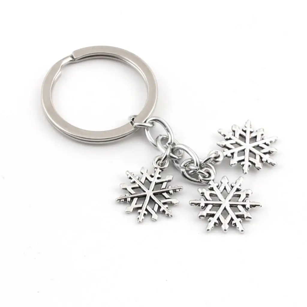 1Pc Lovely Christmas Snowflake KeyChain Snow Flake Key Chain Ring Purse Pendant For Classic Lovers\' Gift Jewelry E2383