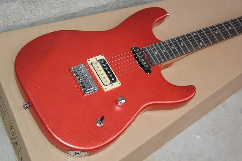 Metal Red electric guitar,HS pickups,fixed bridge, strings through body,chrome buttons,red sliver guitar