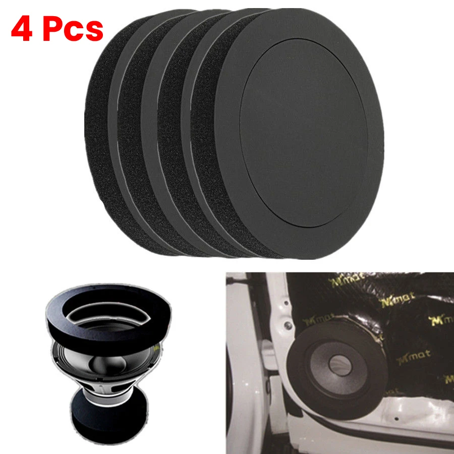 

4 PCS 6.5" Inch Car Universal Speaker Insulation Ring Soundproof Cotton Pad Bass Door Trim Sound Audio Speakers Self Adhesive