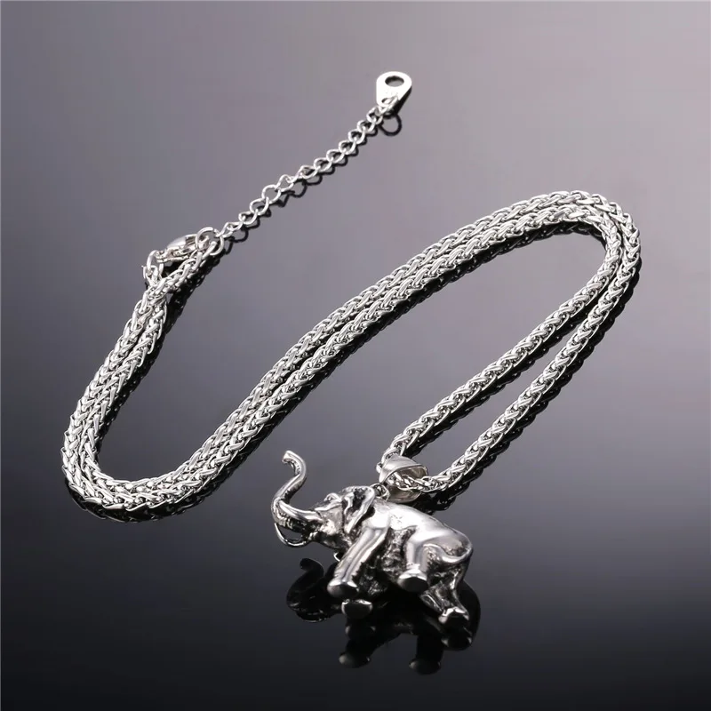 Chainspro Elephant Pendant Men 316L Stainless Steel African Necklace Women Black Gold Color Lucky Animal Jewelry QC24