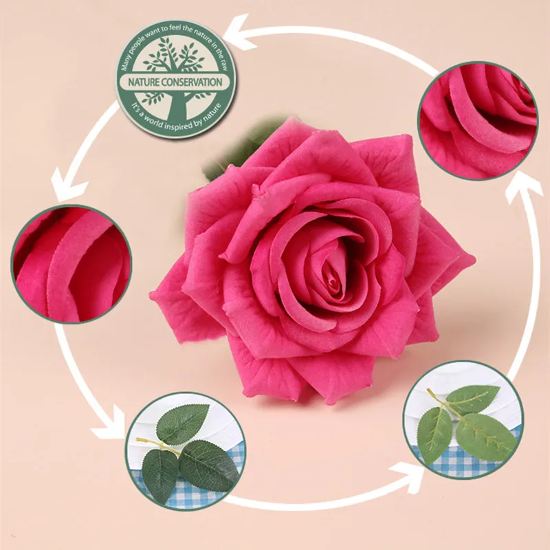 10 PCS Plastic flower rose Eternal Artificial Rose Beauty Beast Cover Light Christmas Home Decor Valentine's Day New Year Gift