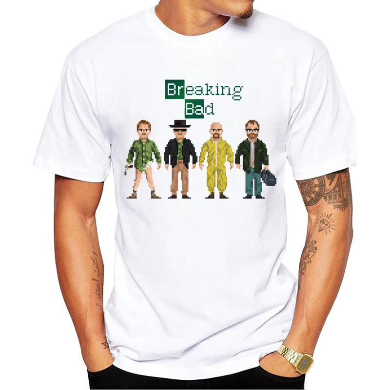 TEEHUB Hipster Faces of Walter White Printed Tshirts Fashion Breaking Bad Men T-Shirt Short Sleeve O-Neck Tops Heisenberg Tees