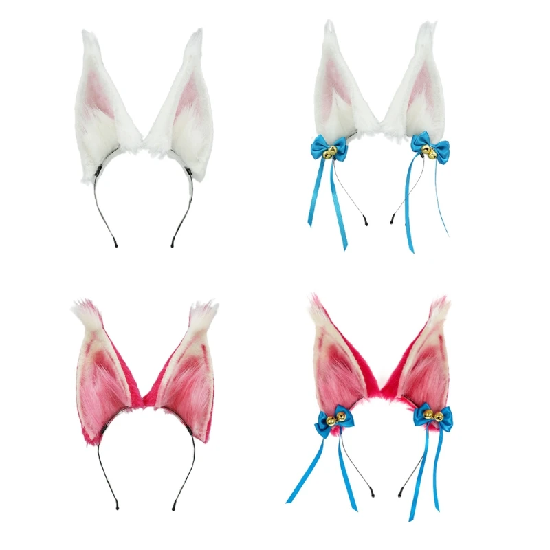 Attractive Cosplay Furry Animal Fox Ears Head Band Dress Up Lolita Decor Long Fur Headpiece for Halloween Party Decor