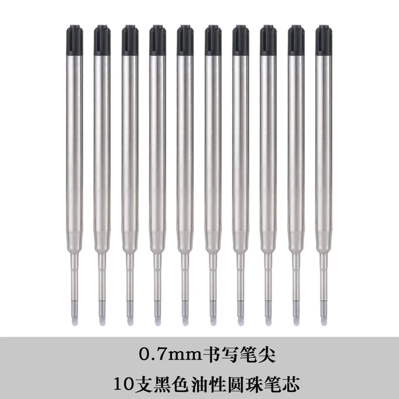 10 pcs/lot Metal Ballpoint Pen Refills Blue & Black Ink Medium Roller Ball Pens Refill School Office Stationery Gifts Supplies