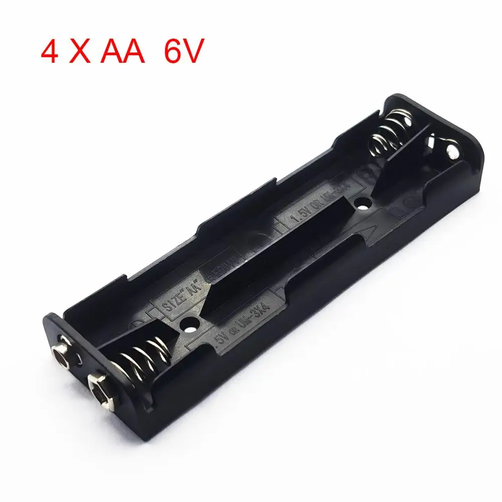 Caja de almacenamiento de baterías AA, caja de almacenamiento de baterías AA de 6V, tipo de tira larga, 4 unidades
