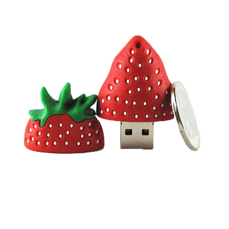 Cartoon Strawberry USB Flash Drive 4GB 8GB 16GB 32GB 64GB Cute Pen Drive Pendrive Flash U Stick USB 2.0 Memory Stick Hot  Sale