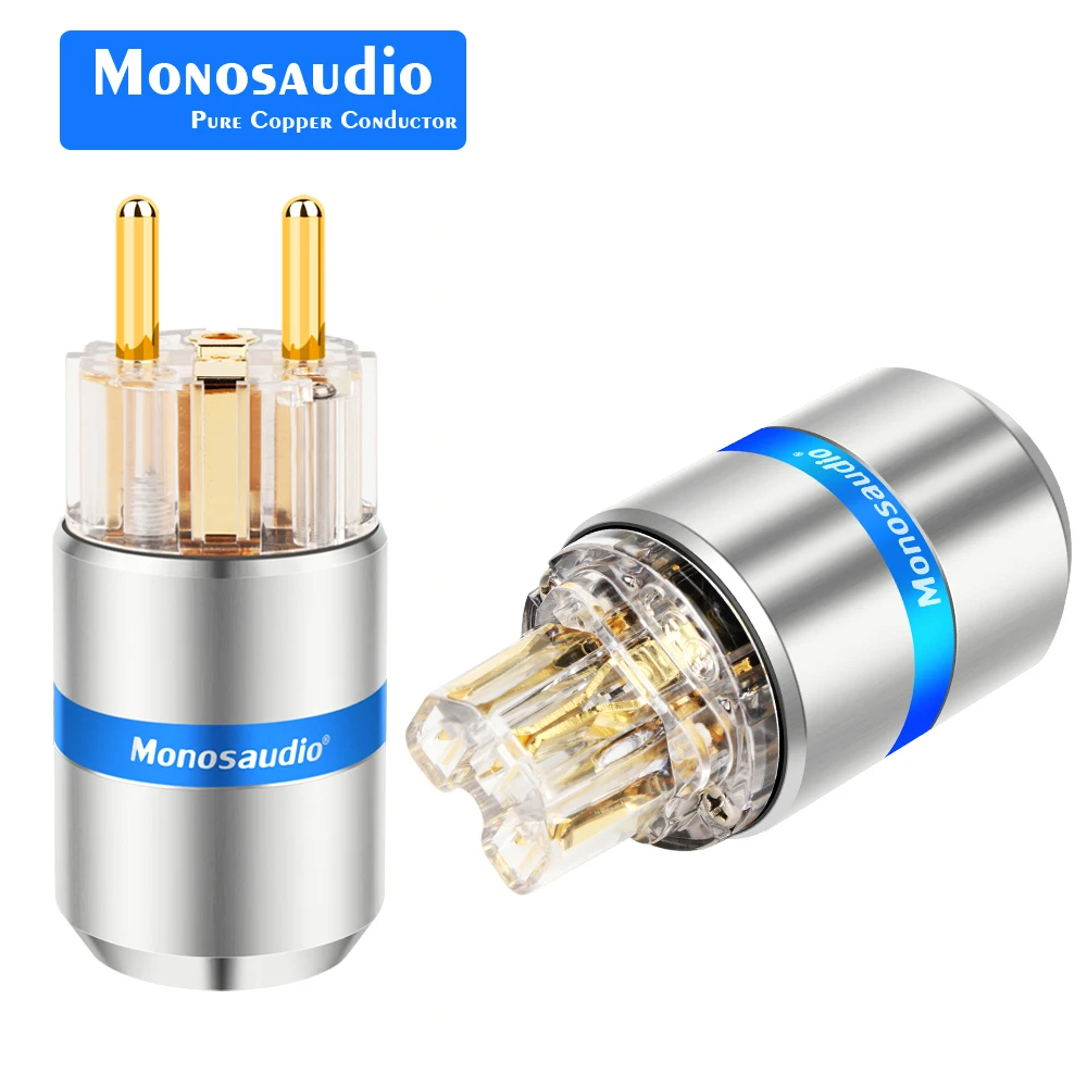 

Monosaudio E107G/F107G Pure Copper Schuko Power Plug Hifi Audio Schuko Plug Hifi EUR Power Plug IEC Connectors EU Power Cable