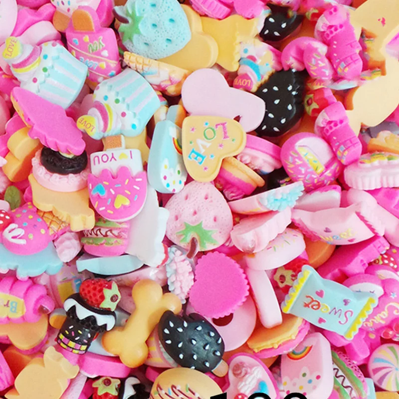 20PCS 3D Cute Cartoon Candy Rhinestone Resin Nail Charms Bulk Nail Art Jewelry Parts DIY Kawaii Manicure Decorations Accessories