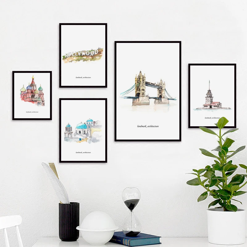 The World's Logo Architectural Illustration Landscape Poster Canvas Painting Art Print Picture Picture Wall Paintings Wall Decor