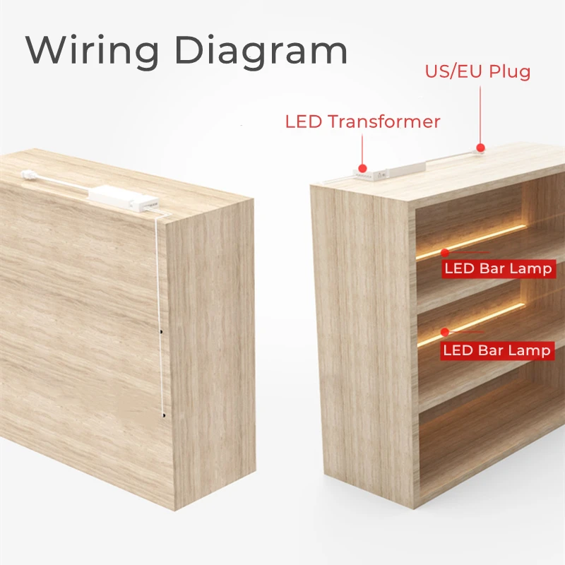 30/40/50cm LED Strip Cabinet Splint Lamps Hidden Doule Side Glow Aluminum Profiles 18mm Wood Board Layer Linear Bar Strip Lights