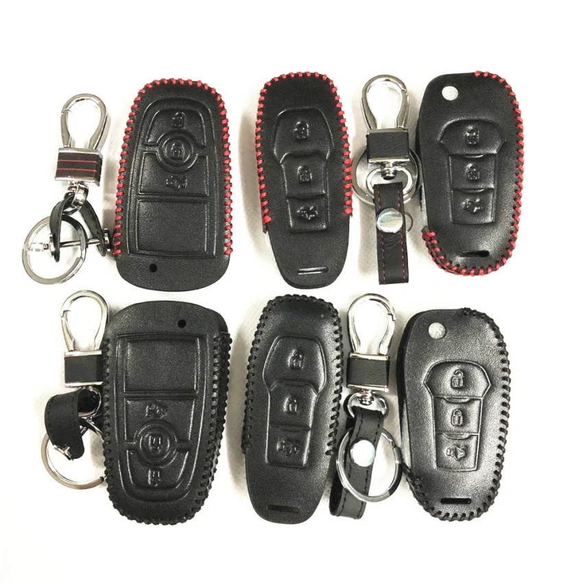 

Top layer leathe key case key bag key cover For Ford Focus 2 MK2 Focus 3 MK3 MK4 Kuga Edge Mondeo Fusion Ecosport Fiesta