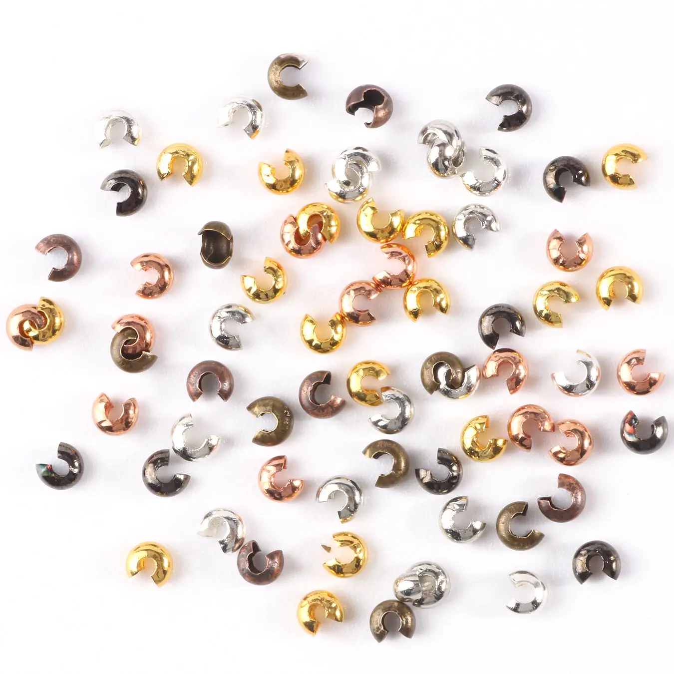 

3/4/5mm Metal Copper Open Ball Crimp Bead End Stopper Spacer Beads For Diy Bracelet Necklace Jewelry Making Findings Accessories