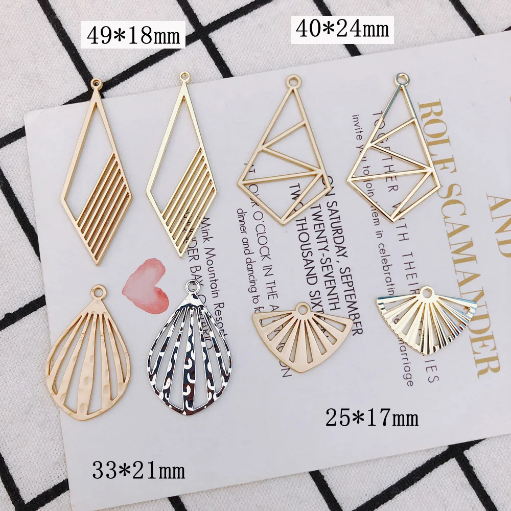 8 Pieces Color-Fixing Alloy Sub-Gold Accessories Geometric Rhombus Accessories Round Scallop Jewelry Drop Earrings