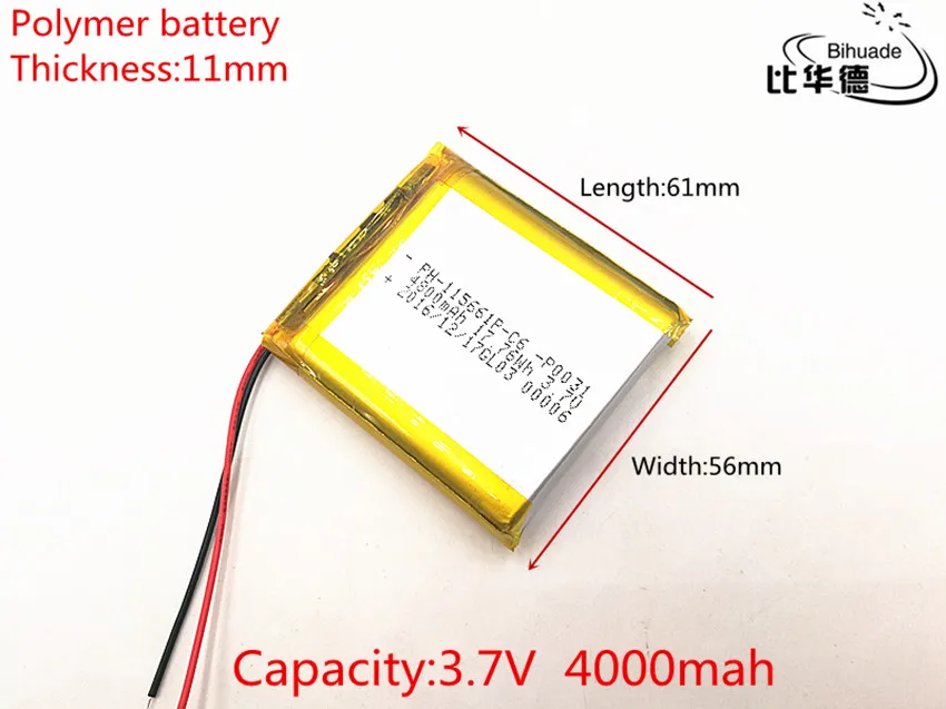 3 7V lithium polymer battery 115661 4000MAH Tablet PC navigation mobile power GIY