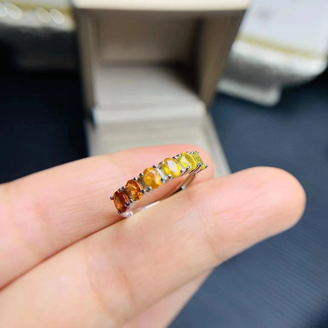 CoLife Jewelry Natural Yellow Sapphire Ring for Daily Wear 6 Pieces 3mm * 4mm Sapphire 925 Silver Sapphire Jewelry image 6