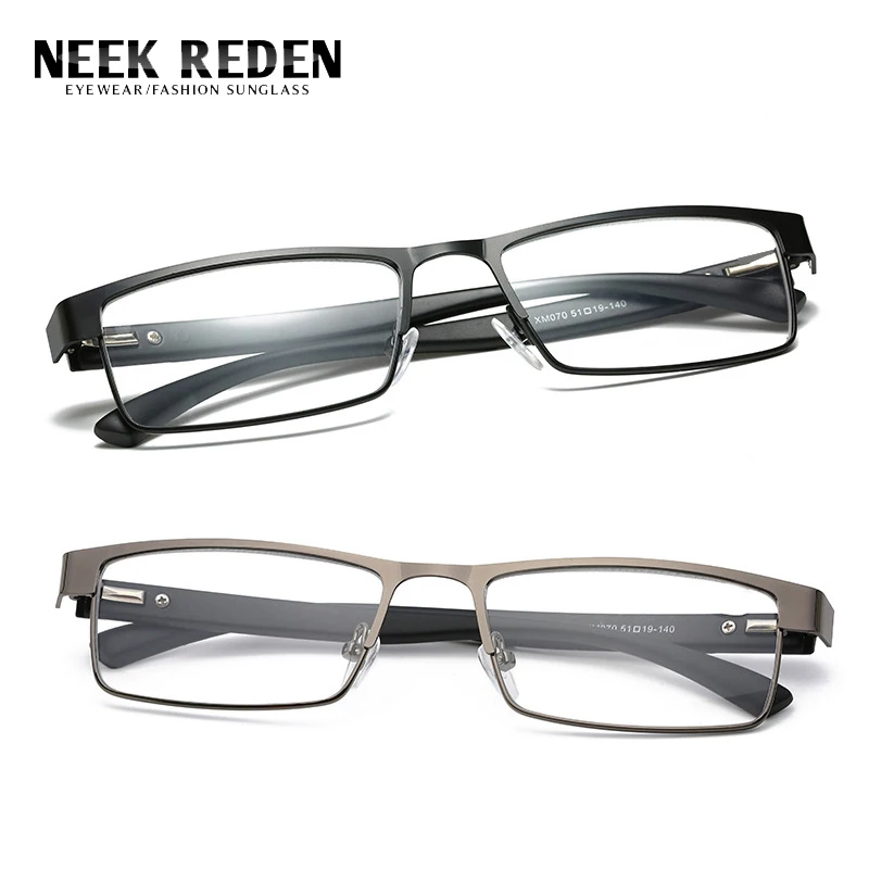 Men Square Reading Glasses Metal Frame Clear Resin Magnifier Eyewear Presbyopic Optical Glasses +0.5 +0.75 +1.25 +1.75 +6.0