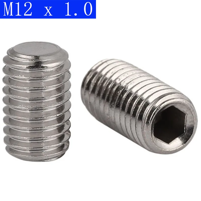 

M12 x 1.0mm ( 12mm ) FINE PITCH Grub screws socket SET screws 304 stainless steel DIN 913