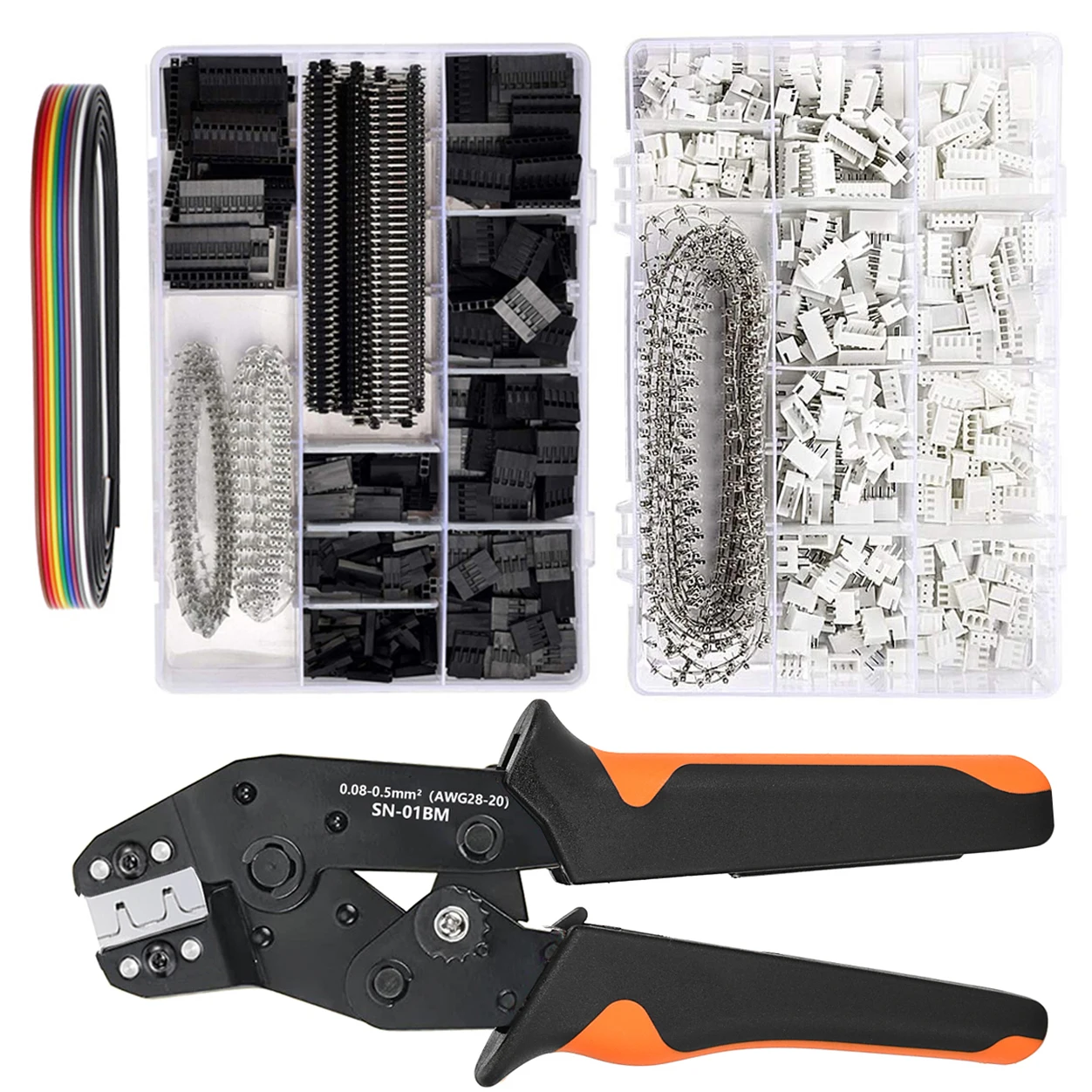 Ratcheting Crimper Tool Kit 1550 Pcs 2.54 mm Conectores Dupont 760 Pcs 2.54 mm Jst-xh Conectores Awg 2820 Sn01bm