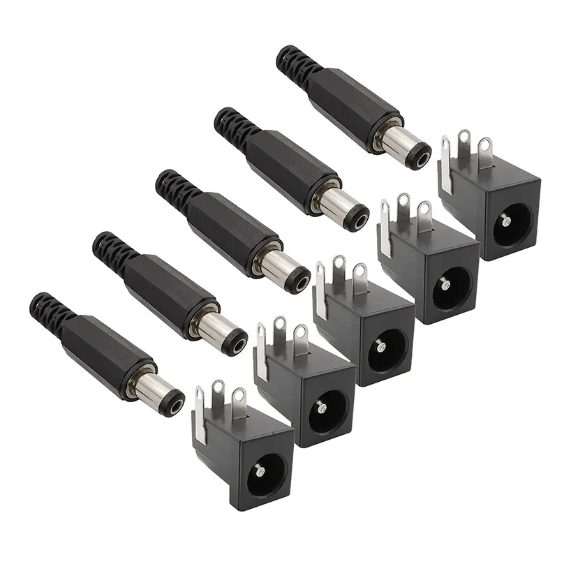 5 Paar 5,5 x 2,1 mm DC-Stromstecker + Buchse, Buchse, Schraubenmutter, Panel-Mount-Adapter, 5,5 x 2,1 mm, 12 V, 3 A, DC022 – Detail 2