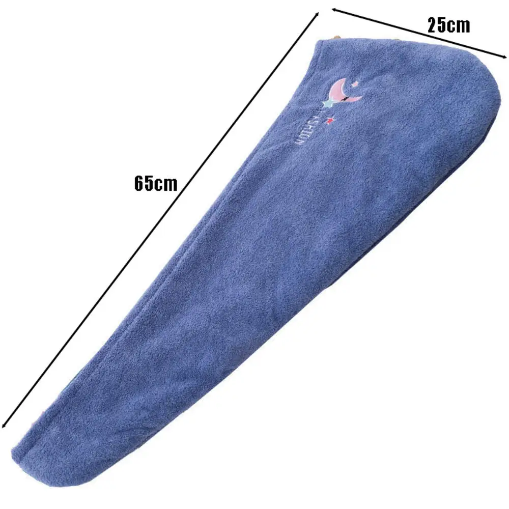 Microfiber Hair Drying Towel Super Absorbent Instant Hair Dry Wrap with Button Anti Frizz Soft Bath Shower Cap Head Towel