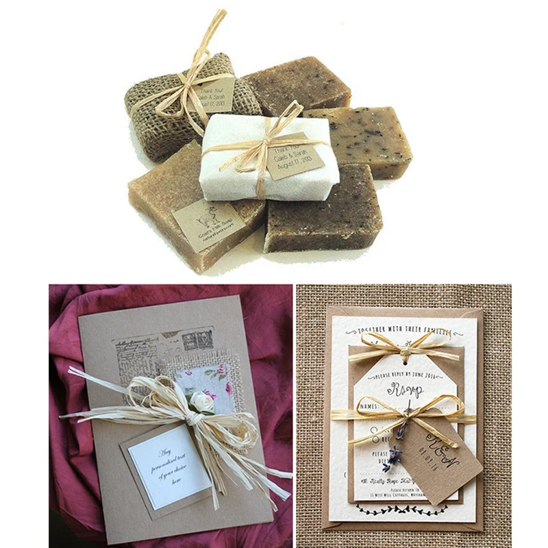 Cuerda de rafia Natural, cuerda de paja para decoración de bodas, regalos de invitación, manualidades artesanales, 10m por bolsa