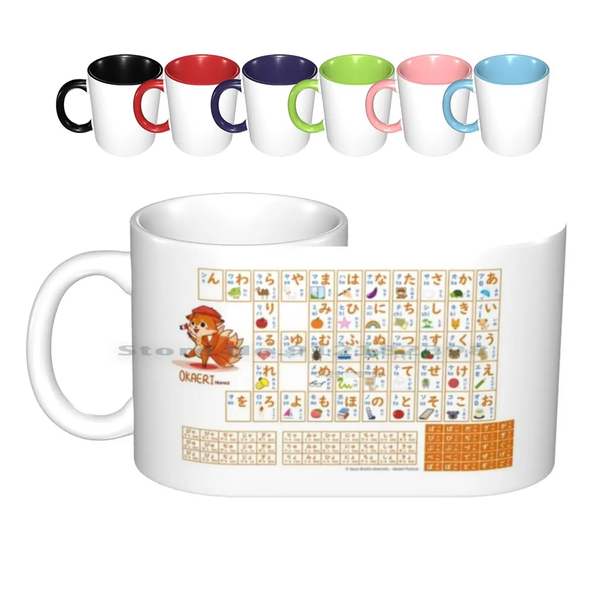 Kana Painting ( Hiragana And Katakana ) Ceramic Mugs Coffee Cups Milk Tea Mug Japanese Hiragana Katakana Kana Kanji Kawaii