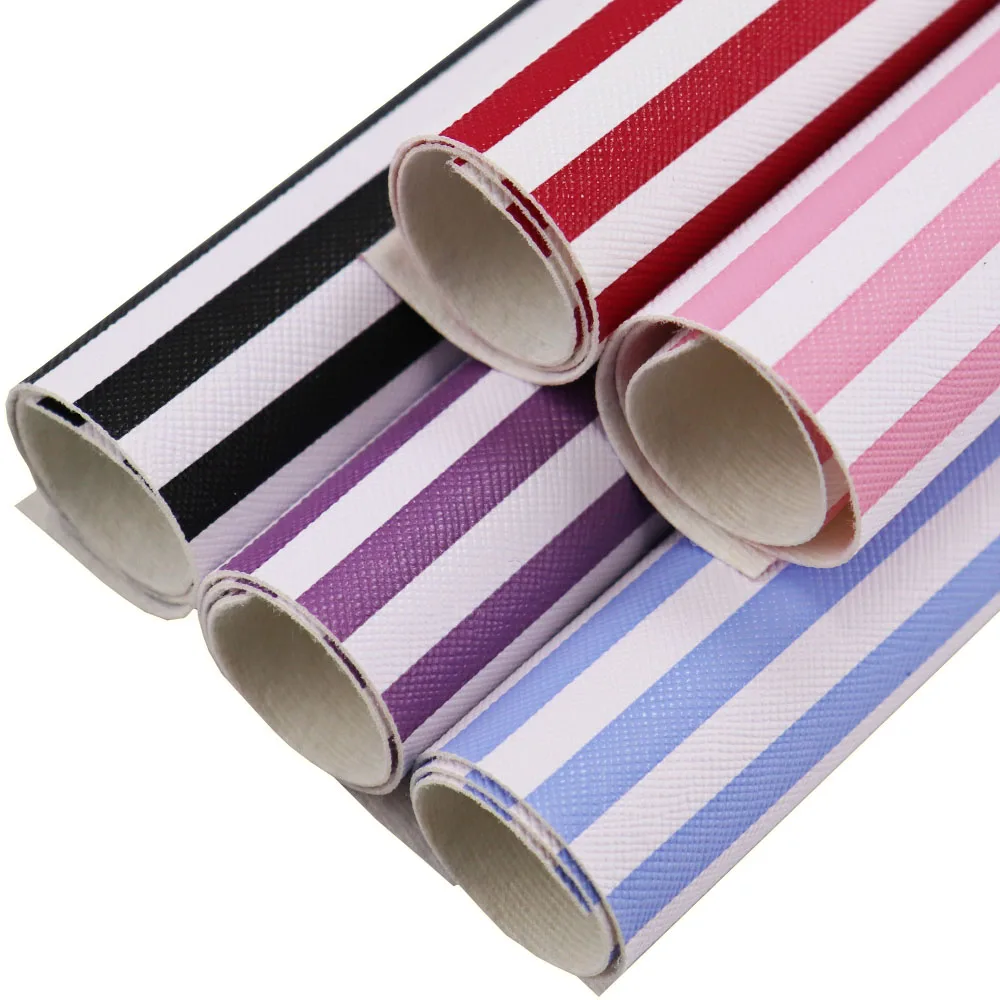 30x134cm Roll Black White Stripe Faux Synthetic PU Artificial Leather Fabric For Handbags Material DIY BH442