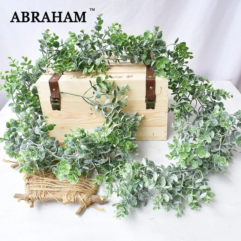 180cm Plastic Leaves Rattan PVC Artificial Vine Fake Eucalyptus Leafs Ivy Hanging Plants For Home Garden Wedding Shop Decoration