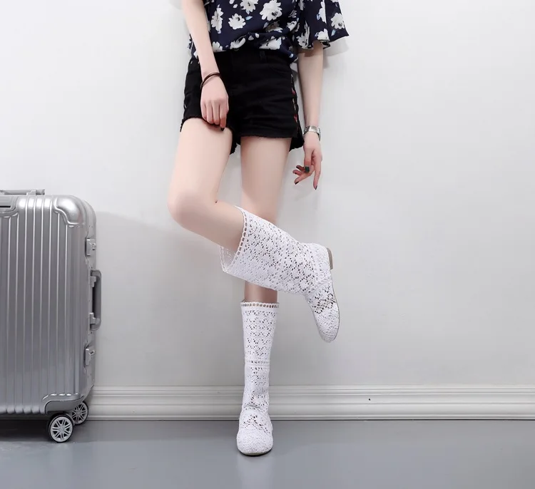Classic Women boots shoes breathable knit line mesh fashion high help summer women\'s boots high to help women\'s shoes 10 colors
