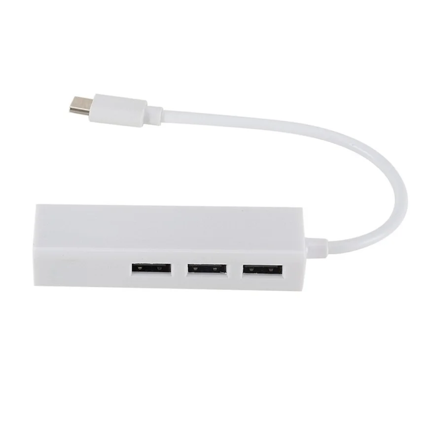 Grwibeou USB 2.0 3 Port Hub USB + USB Tipe C 2.0 Lan Rj45 Kabel Adaptor Jaringan Ethernet Hub Data Kecepatan Tinggi Portabel untuk Laptop