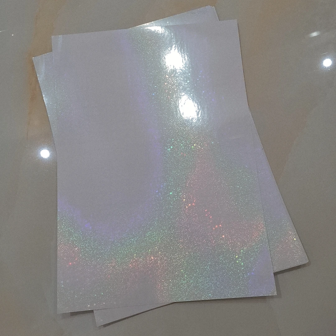 Holographic Sand Glitter Plus Five StarFoil Adhesive Tape Cold Laminating On Paper Plastic 50 Sheets 210x297 MM DIY Package Card