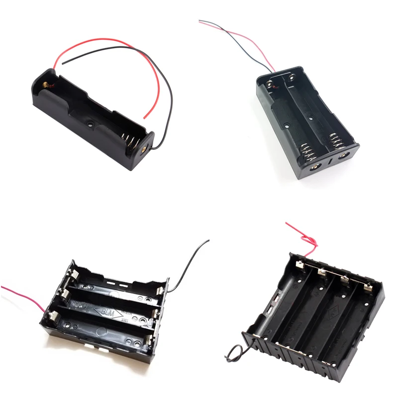 Caja de almacenamiento de soporte de batería en paralelo, contenedor de baterías con cable de plomo, cajas de alimentación 18650, 1x2x3x4x18650, 1/2/5 piezas