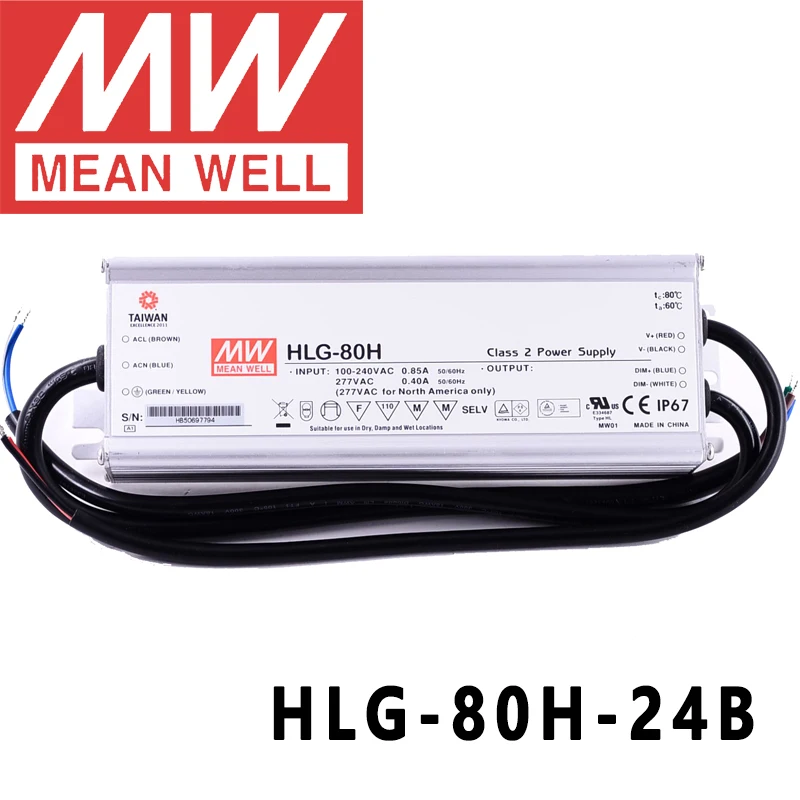 

Original Mean Well HLG-80H-24B for Street/high-bay/greenhouse/parking meanwell 80W Constant Voltage Constant Current LED Driver