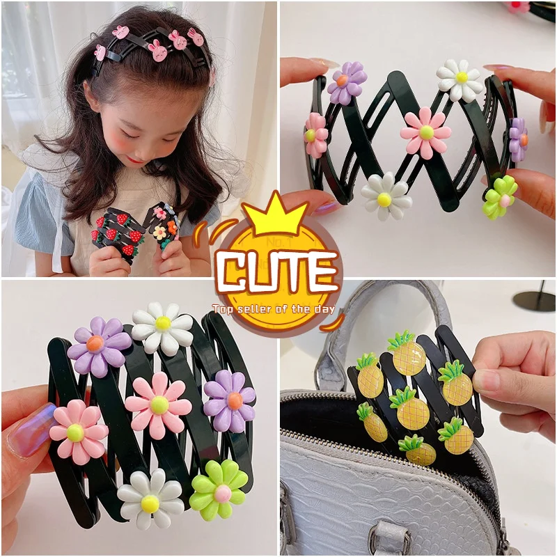 Telescopic Hair Hoop Cartoon Foldable Hair Accessories Portable Hair Bundle Invisible Toothed Antiskid Hair Hoop Cute Decorate