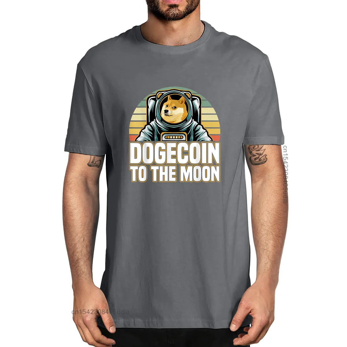 Dogecoin Sur La Lune Crypto Mème Drôle homme 100% Coton T-Shirts De Concepteur Unisexe L'humour Streetwear Drôle Femmes Top Tee