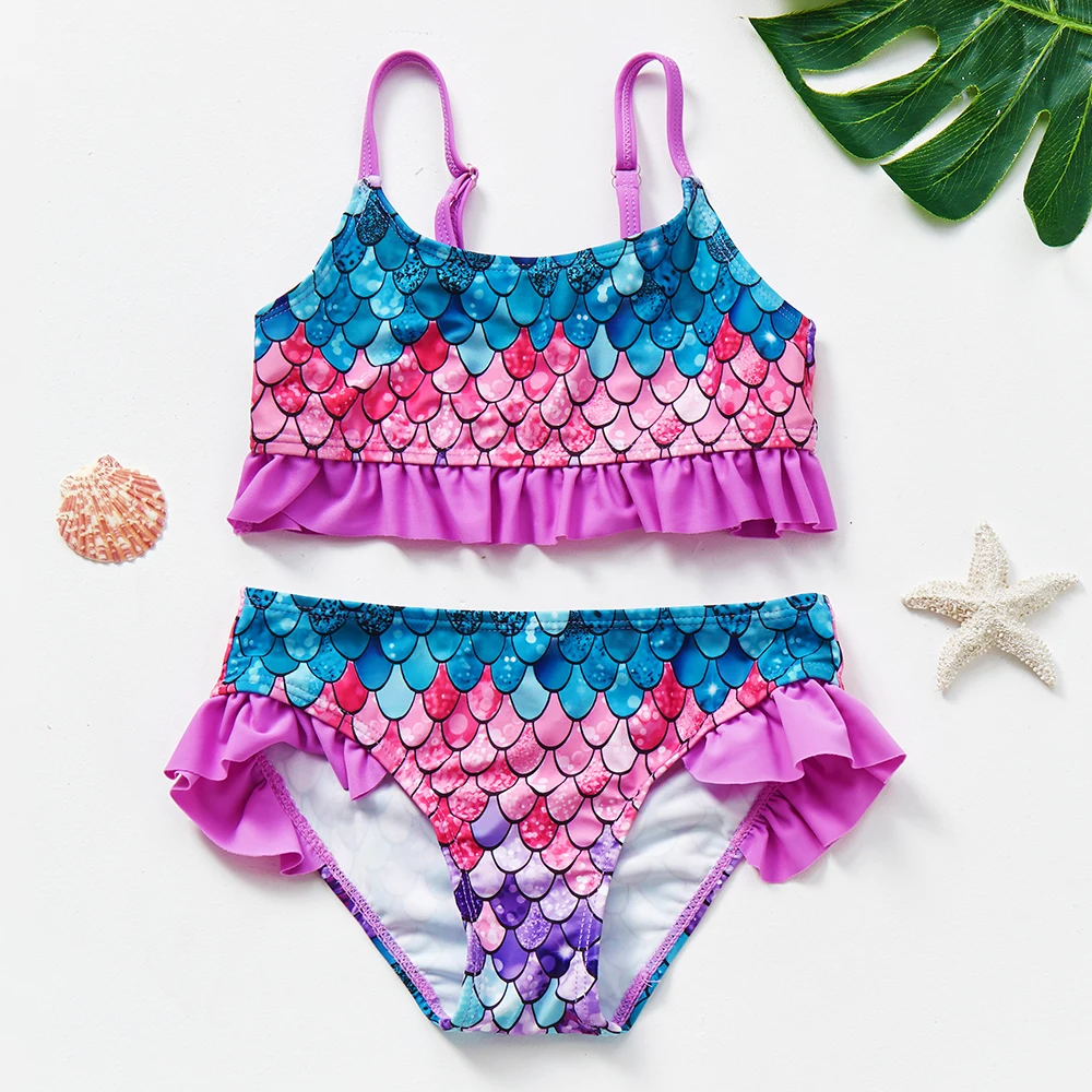 

2~12Y Girls Swimwear Two pieces Girl Swimsuit fish scale Children Swimwear Kids Bikini set Swimming outfit for kid girls