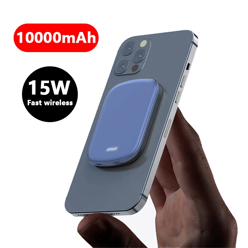 Imagem -02 - Magnético sem Fio Power Bank Carregador Rápido do Telefone Móvel para Iphone13 12 12pro 13pro Max Externo Bateria Auxiliar 10000mah 15w