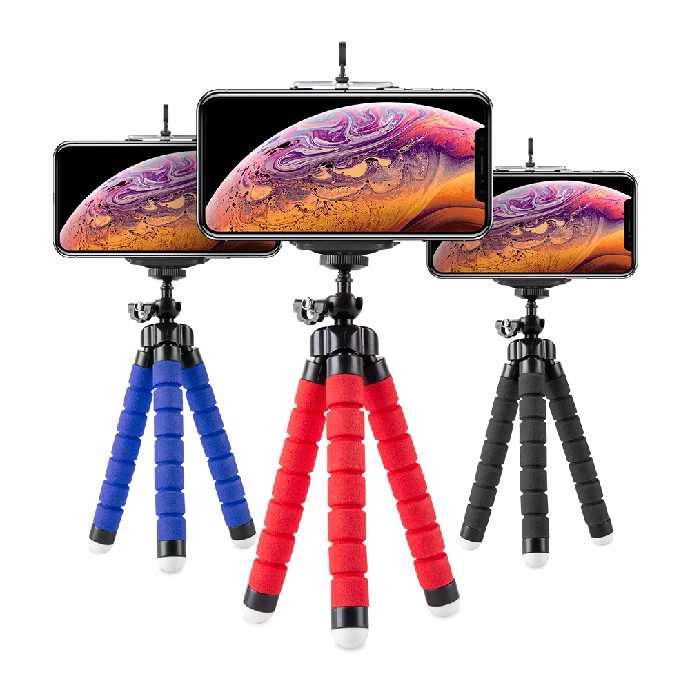 PYNSSEU Mini Tripods Flexible Sponge Octopus Tripod for Gopro Camera desktop Tripod for iPhone Samsung Smartphone clip