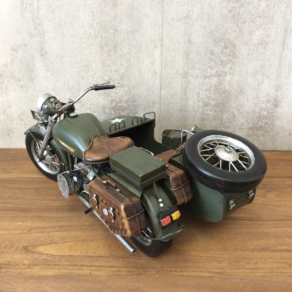 Model-Motorcycle-Tricycle Army Car Vintage Ironwork Tin Retro Crafts Handmade Handicraft Decorations China Modelcar Gifts