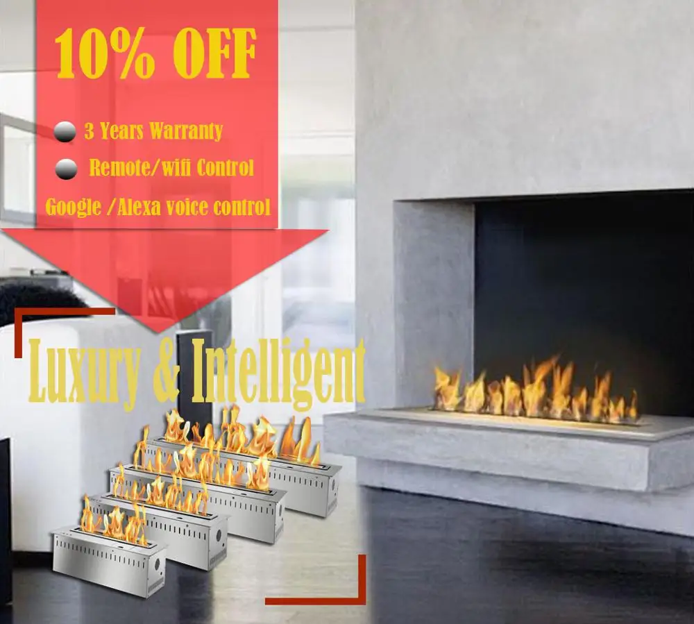 Inno-Fire 72  inch ethanol fireplace with remote control decor flame electric fireplace