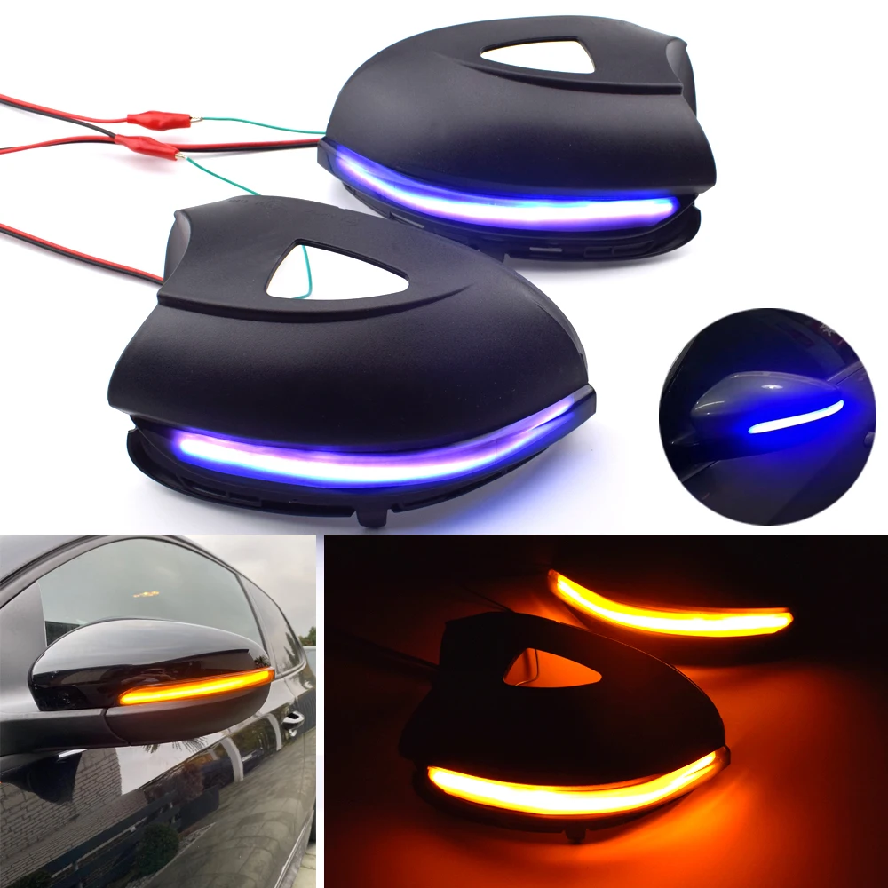 For Volkswagen VW GOLF 6 VI MK6 GTI R line R20 Touran LED Dynamic Blue Turn Signal Blinker Side Rear-View Mirror Indicator Light