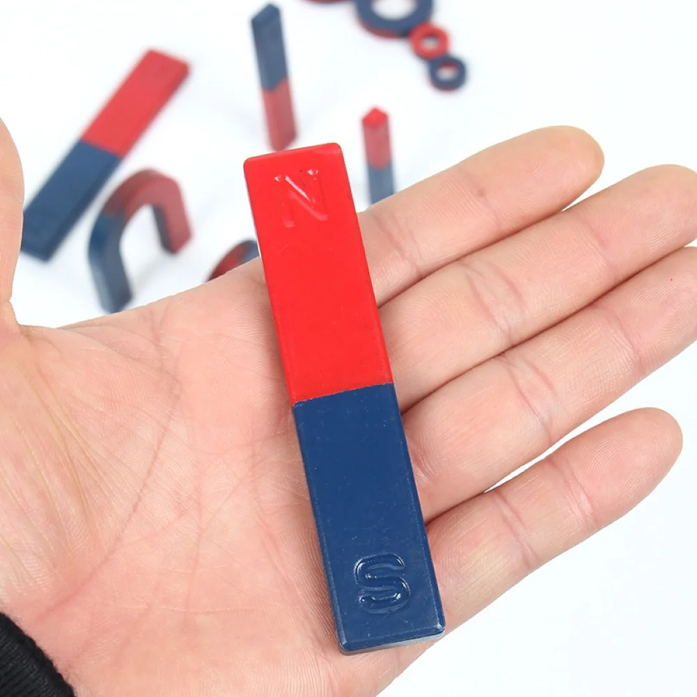 9Pcs Kid U Bar Ring Science Experiment Magnet Teaching Aid Education Toy with strong magnetism Magnet Toy Set Physical