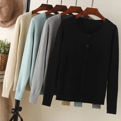 Clothing Korean Fashion Style Outerwear Cardigan Female Cropped Crochet Top Knitted Ladies Sweaters Women's Coat Spring 2024