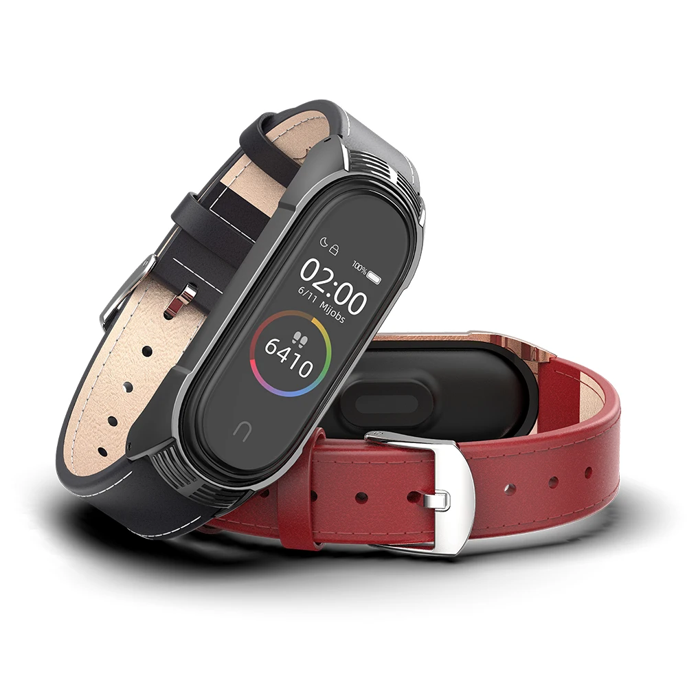 Ремешок из натуральной кожи для Mi Band 4, мягкий воздухопроницаемый браслет для Mi Band 3 4 5 6