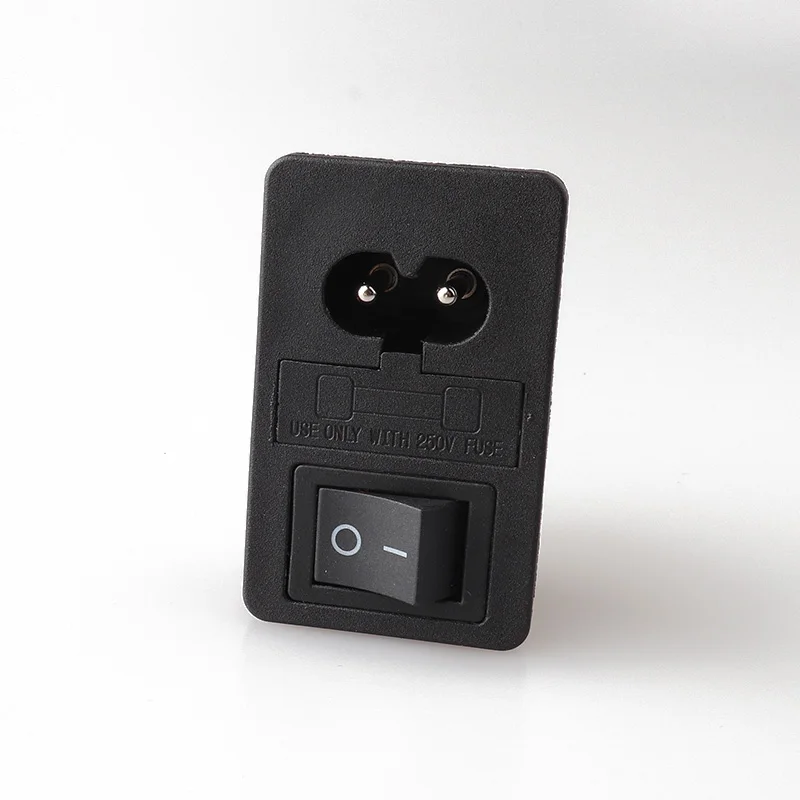 LZ-8-F3 C8 Power Socket with Black Switch Fuse Snap-in Type Power Socket Switch 4pin Rocker Switch